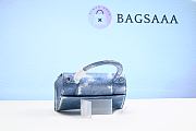 Bagsaaa Hourglass Denim-Print Leather Bag - Light Blue 19x12x7.5cm - 5