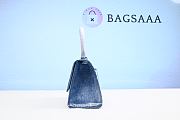Bagsaaa Hourglass Denim-Print Leather Bag - Light Blue 19x12x7.5cm - 4