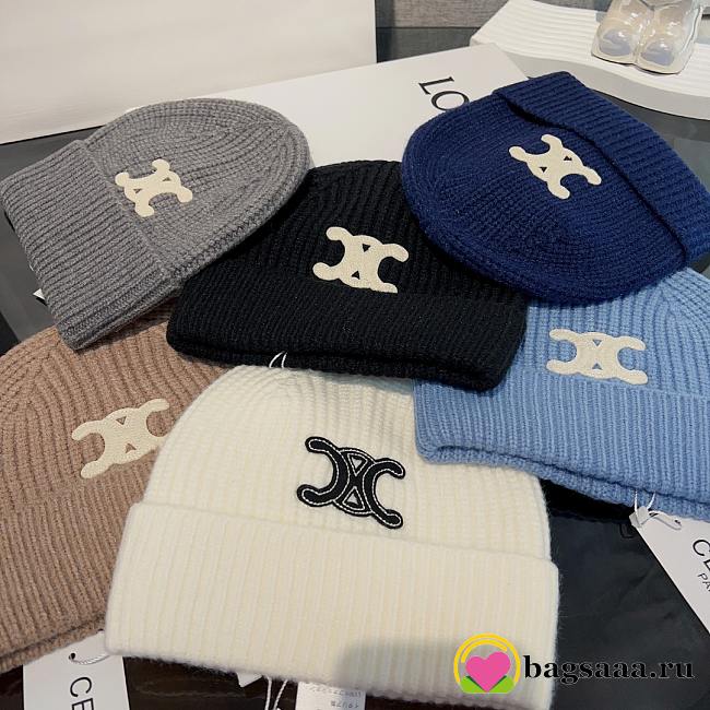 Bagsaaa Celine Triomphe Logo Beanie - 1