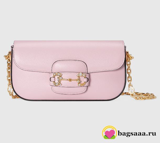 Bagsaaa Gucci Horsebit 1955 Shoulder bag in pink - W24cm x H13cm x D5.5cm - 1