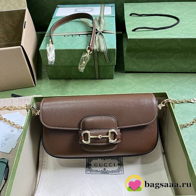 Bagsaaa Gucci Horsebit 1955 Shoulder bag in brown - W24cm x H13cm x D5.5cm - 1