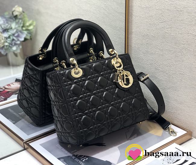 	 Bagsaaa Dior Lady Medium Black Bag 24cm - 1