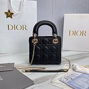 Bagsaaa Dior Lady Mini Lady Dior Bag Black Grained Cannage Calfskin - 4