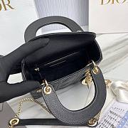 Bagsaaa Dior Lady Mini Lady Dior Bag Black Grained Cannage Calfskin - 3