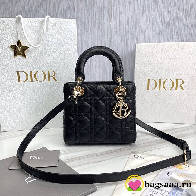 Bagsaaa Dior Lady Small Lady Dior Bag Black Grained Cannage Calfskin - 1