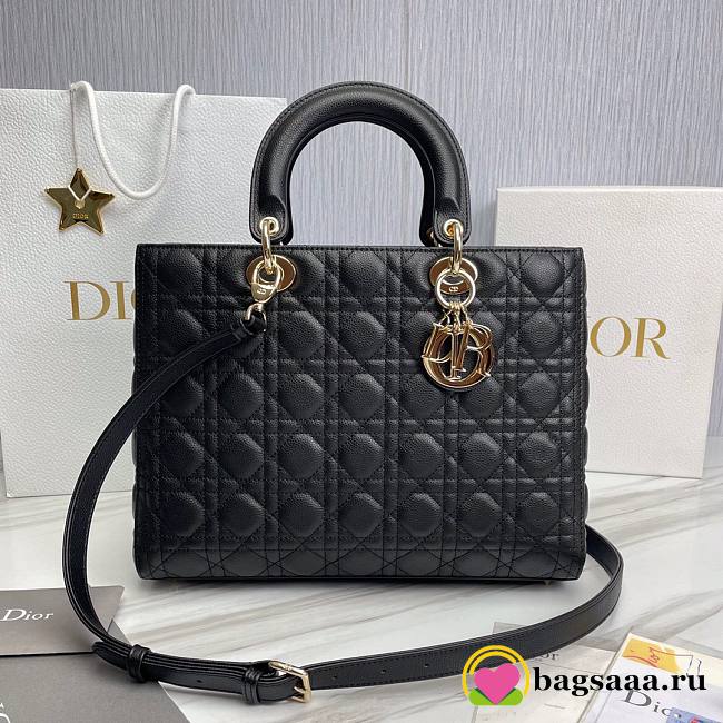 	 Bagsaaa Dior Lady Large Lady Dior Bag Black Grained Cannage Calfskin - 1