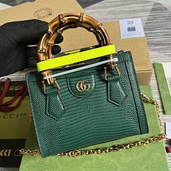 Bagsaaa Gucci Mini Diana Lizard Green Leather 20x15.5x10cm