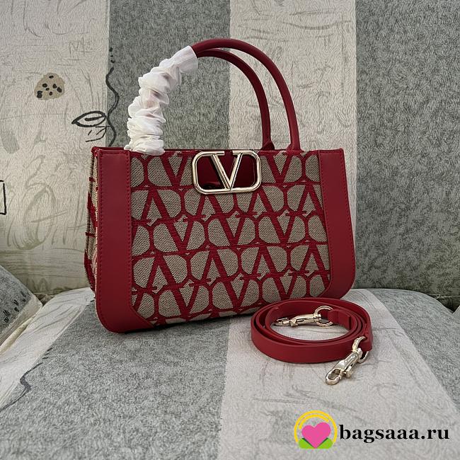 Bagsaaa Valentino Garavani Toile Iconographe Small Tote Bag Red 28cm - 1
