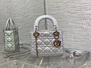 	 Bagsaaa Dior Lady Mini Silver-Tone Iridescent and Metallic Cannage Lambskin - 1