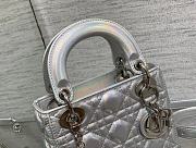 	 Bagsaaa Dior Lady Mini Silver-Tone Iridescent and Metallic Cannage Lambskin - 5