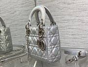 	 Bagsaaa Dior Lady Mini Silver-Tone Iridescent and Metallic Cannage Lambskin - 3