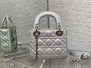 	 Bagsaaa Dior Lady Mini Silver-Tone Iridescent and Metallic Cannage Lambskin - 2
