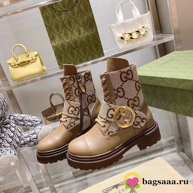 Bagsaaa Gucci Canvas And Leather GG Jumbo Boots - 1