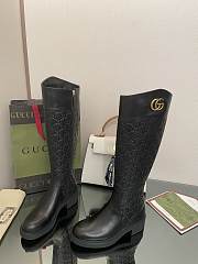 Bagsaaa Gucci GG Ankle Long Black Leather Boots - 6