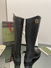 Bagsaaa Gucci GG Ankle Long Black Leather Boots - 4