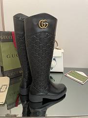 Bagsaaa Gucci GG Ankle Long Black Leather Boots - 5
