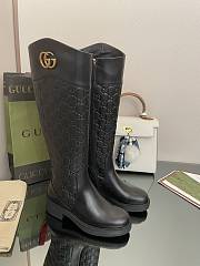 Bagsaaa Gucci GG Ankle Long Black Leather Boots - 2