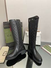 Bagsaaa Gucci GG Ankle Long Black Leather Boots - 3
