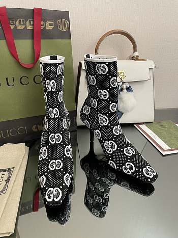 Bagsaaa Gucci Tom Heel Boots - Black and white