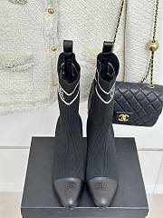 Bagsaaa Chanel Beaded Pearl Sock Boots Black - 2