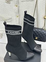 Bagsaaa Chanel Beaded Pearl Sock Boots Black - 3