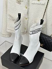 	 Bagsaaa Chanel Beaded Pearl Sock Boots White - 2