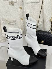 	 Bagsaaa Chanel Beaded Pearl Sock Boots White - 4