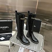 	 Bagsaaa Chanel Chelsea Black Patent Leather Long Boots - 1