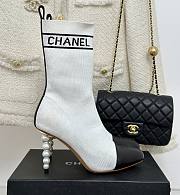 	 Bagsaaa Chanel Beaded Pearl Sock Boots White - 1