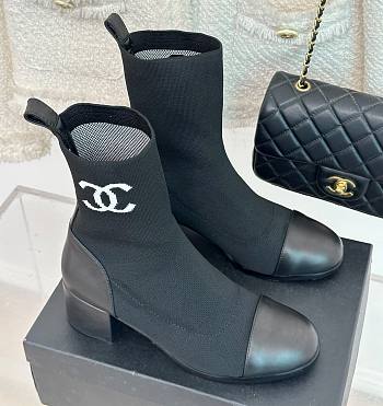 	 Bagsaaa Chanel Ankle Short Boots Black