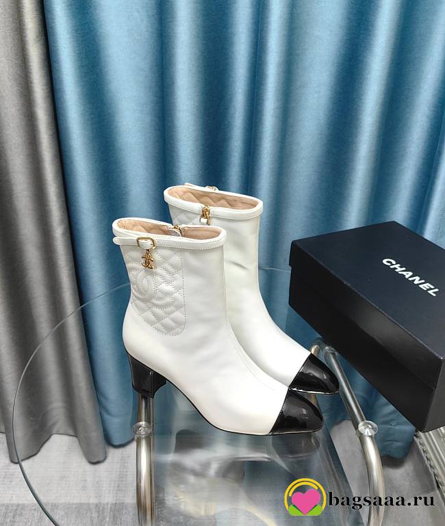 	 Bagsaaa Chanel Ankle White Boots - 1