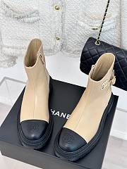Bagsaaa Chanel Chelsea Beige Leather Boots - 4