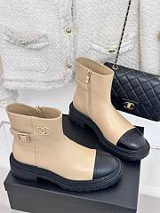 Bagsaaa Chanel Chelsea Beige Leather Boots - 6