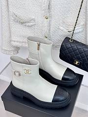 	 Bagsaaa Chanel Chelsea White Leather Boots - 6