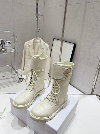 Bagsaaa Dior D-Trap Ankle Boot White Calfskin and Shearling