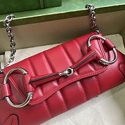 	 Bagsaaa Gucci Horsebit Chain Small Shoulder Bag Red Leather - 3