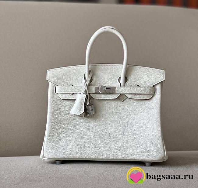 Bagsaaa Hermes Birkin 25 in Togo White Leather with  - 1