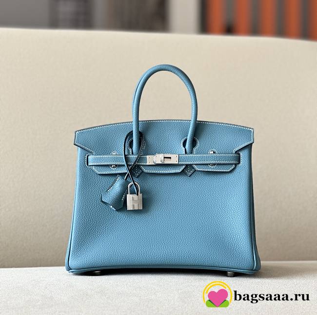 Bagsaaa Hermes Birkin 25 in Togo Leather with Silver Hardware Blue - 1