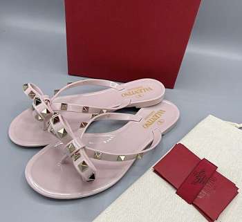 	 Bagsaaa Valentino Pink Bow Rockstud Thong Sandals