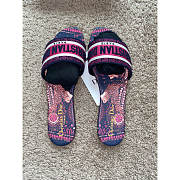 Bagsaaa Dior Dway Fuchsia and Deep Blue Animals Embroidered Cotton Slides - 4