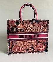 Bagsaaa Dior Book Tote Large 41cm Fuchsia/Navy Blue Animal Embroidered Canvas - 1