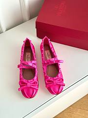 Bagsaaa Valentino Garavani Silk Rockstud Ballet Flats Hot Pink - 1
