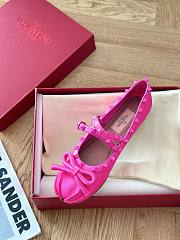 Bagsaaa Valentino Garavani Silk Rockstud Ballet Flats Hot Pink - 6