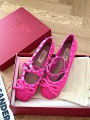 Bagsaaa Valentino Garavani Silk Rockstud Ballet Flats Hot Pink - 2