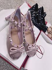 Bagsaaa Valentino Garavani Silk Rockstud Ballet Flats Purple - 3