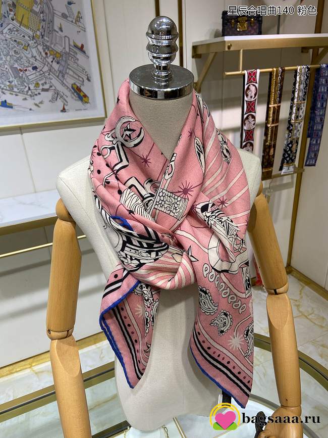 	 Bagsaaa Hermes Chorus Stellarum bandana 55 Pink 140cm*140cm - 1