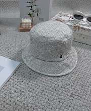 Bagsaaa Chanel Tweed Bucket Hat White Color - 3