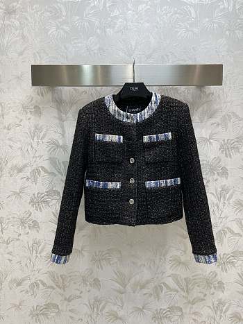 Bagsaaa Chanel Tweed Black Jacket 4 pockets