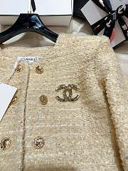 	 Bagsaaa Chanel Tweed Light Yellow Jacket CC Silver Logo Hardware - 5