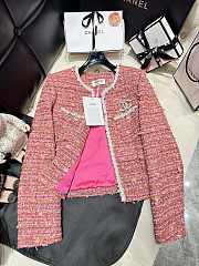 	 Bagsaaa Chanel Tweed Pink Jacket Pearl Line - 6